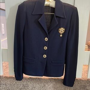 St. John Blue and Gold Blazer Classic Suit Jacket
